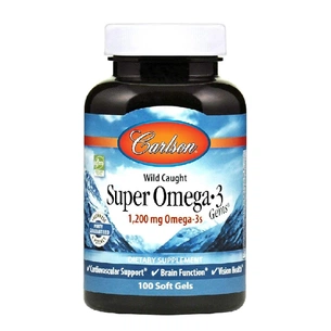 Жирні кислоти Carlson Супер Омега-3, 1200 мг, Super Omega-3, 100 желатинових капсул (CL1521) зображення 1