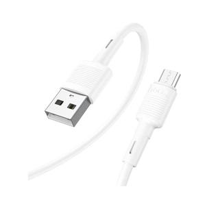 Дата кабель USB 2.0 AM to Micro 5P 1.0m 2.4A PVC X83 white HOCO (6931474770899) зображення 1