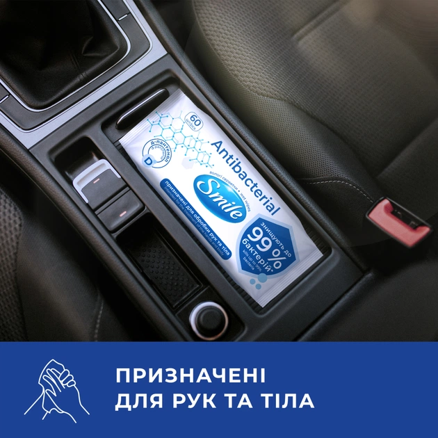 Влажные салфетки Smile Antibacterial с Д-пантенолом 60 шт. (4823071621044/4823071656435) - изображение 4