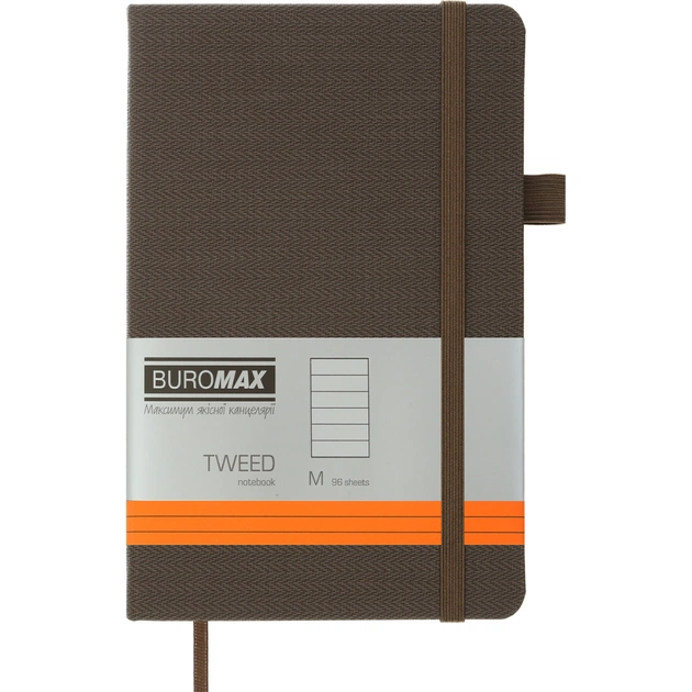 Книга записна Buromax Tweed 125x195 мм 96 аркушів в лінію обкладинка зі штучної шкіри Сіра (BM.291263-09) - зображення 1