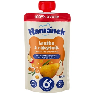 Детское пюре Hamanek Pouch Яблоко с грушей и облепихой, 100 г (8595139797195) изображение 1
