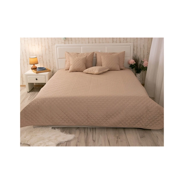 Покривало Руно двостороннє декоративне Velour Beige ромб 180х220 см (340.55_Beige ромб) - picture 6