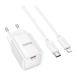 Зарядний пристрій HOCO C148A Charm USB-C PD30W + cable USB-C to Lightning White (6942007630313) зображення 1