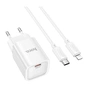 Зарядний пристрій HOCO C148A Charm USB-C PD30W + cable USB-C to Lightning White (6942007630313) - зменшене зображення 1
