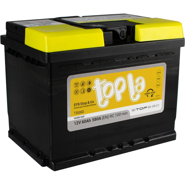 Акумулятор автомобільний Topla 60 Ah/12V EFB Euro (112 060) - зображення 1