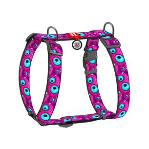 Шлея для собак WAUDOG Nylon з QR-паспортом анатомічна H-подібна "Око монстра" пластиковий фастекс XL (323-4049) зображення 1