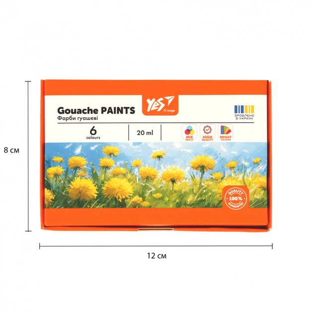 Гуашеві фарби Yes Orange Line 6 кольорів по 20 мл (230430) - picture 6