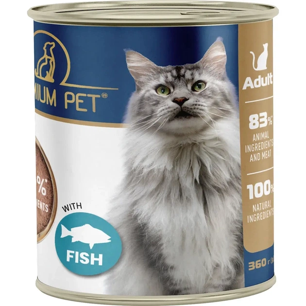 Паштет для кошек PREMIUM PET с рыбой 360 г (4820255192253) - изображение 1