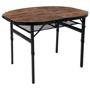 Туристичний стіл Bo-Camp Woodbine Oval 100x70 cm Black/Wood look (1404185) зображення 1