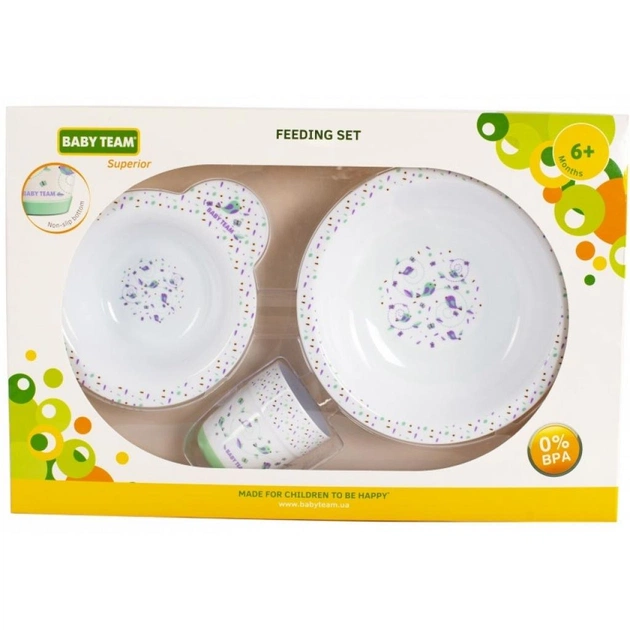 Набір дитячого посуду Baby Team тарілка, миска, чашка (6093) - picture 5