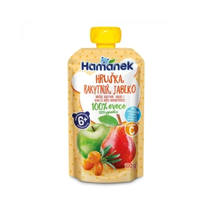 Дитяче пюре Hamanek Pouch Яблуко з грушею і обліпихою, 100 г (8595139797195) зображення 1