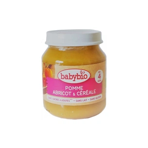 Дитяче пюре BabyBio органічне з яблука, абрикоса та злаків 130 г (3288131500737) зображення 1