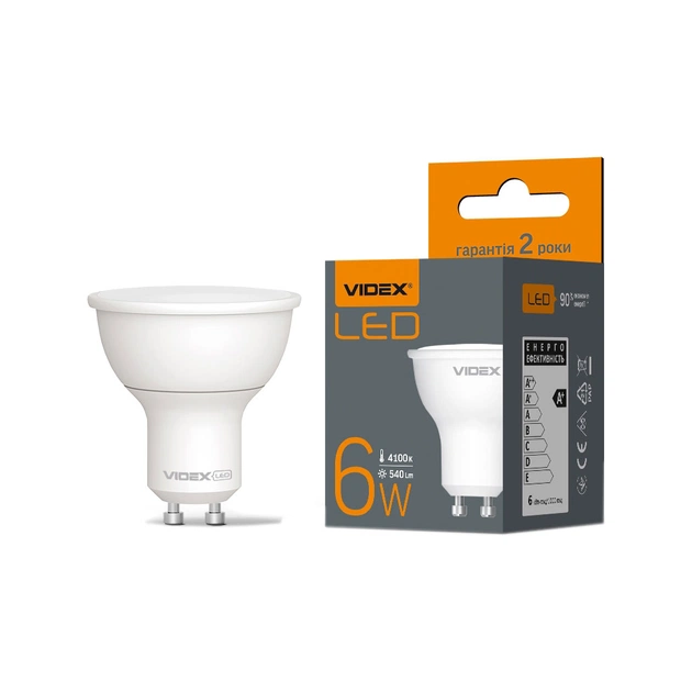 Лампочка Videx LED MR16еD 6W GU10 4100K дімерна (VL-MR16еD-06104) - изображение 1