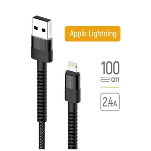 Дата кабель USB-A to Lightning 1.0m 2.4А black ColorWay (CW-CBUL063-BK) зображення 1