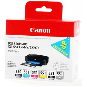Картридж Canon PGI-550/CLI-551 Multipack BK,C,M,Y,GY (6496B005) зображення 1