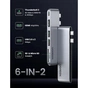 Концентратор Ugreen 2xUSB-C to HDMI + 2xUSB 3.0 + SD/TF + USB-C CM380 gray (80856) - зменшене зображення 2