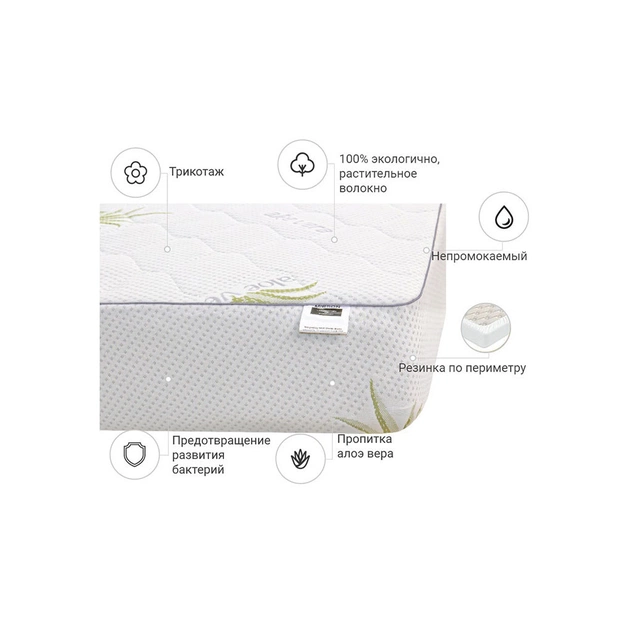 Наматрасник MirSon №1022 Alberto Cotton Aloe Vera 70х190 см (2200001498815) - изображение 3