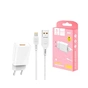 Зарядний пристрій Denmen 1xUSB 2.4A + cable USB to Lightning white (DC01L-WH) - зменшене зображення 3