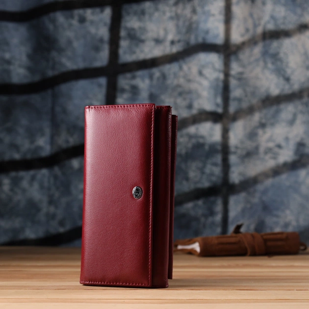 Кошелек ST Leather С карманом для телефона из натуральной кожи Бордовый (23069) - изображение 11