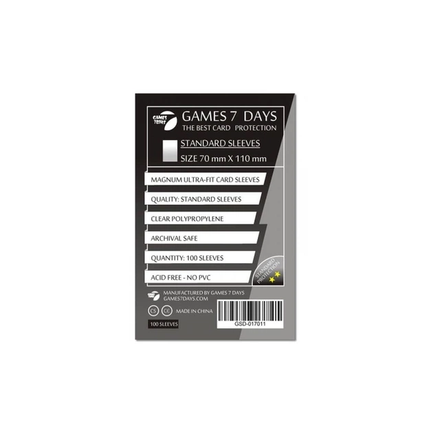 Протектор для карт Games 7 Days 70 х 110 мм, Magnum Ultra-Fit, 100 шт (STANDART) (GSD-017011) - picture 1