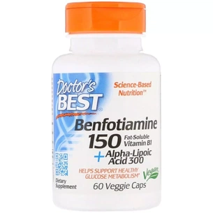 Антиоксидант Doctor's Best Бенфотиамин 150 + альфа-липоевая кислота 300, Benfotiamine 150 + Alph (DRB-00251) изображение 1