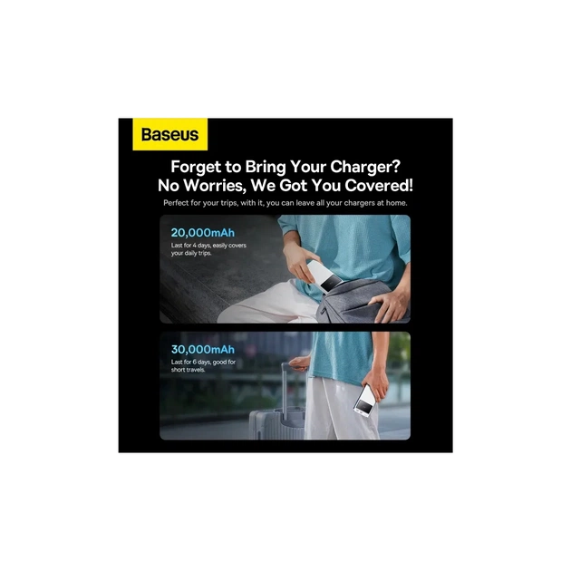Батарея універсальна Baseus Star Lord Display 30000mAh 22.5W PD/3.0 QC/3.0 White (PPXJ080102) - зображення 8