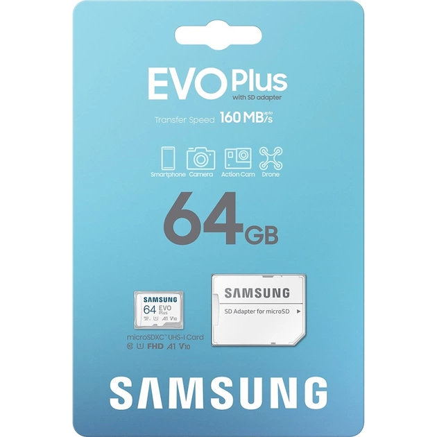 Карта пам'яті Samsung 64GB microSD class 10 UHS-I U3 V30 A1 EVO Plus (MB-MC64SA/EU) - picture 8
