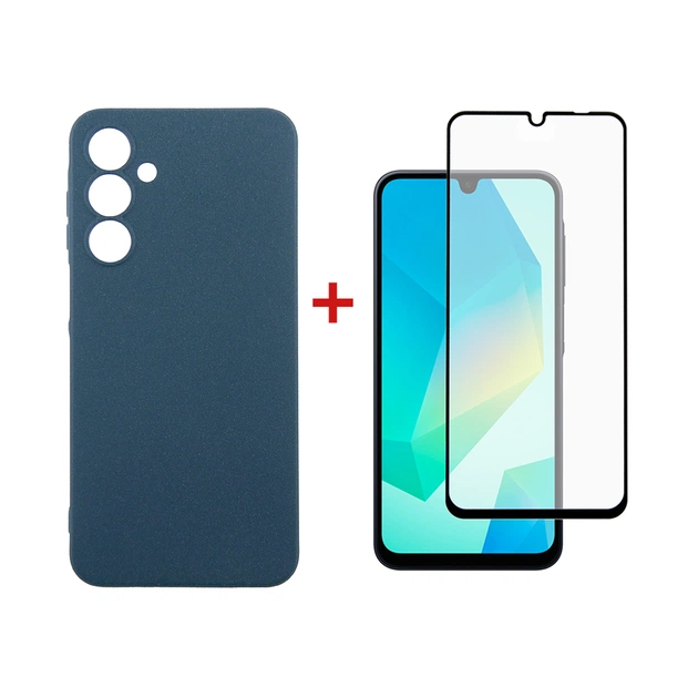 Чохол до мобільного телефона Dengos Samsung Galaxy A16 5G Carbon + glass (Blue) (DG-KM-122) - зображення 1