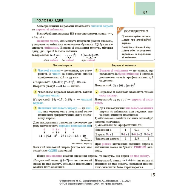 Підручник Алгебра. Підручник для 7 класу - Н.С. Прокопенко, Ю.О. Захарійченко, Л.В. Пекарська Ранок (9786170988393) - зображення 10