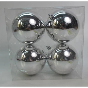 Ялинкова іграшка Novogod`ko 4 шт срібло, глянець 10 см (974535) зображення 1