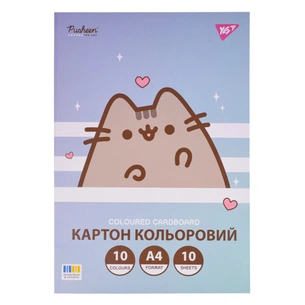 Кольоровий картон Yes односторонній А4 Pusheen 10 аркушів (955463) зображення 1