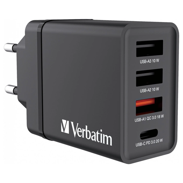 Зарядний пристрій Verbatim USB 30W PD3.0 4-ports black (49700) - зображення 1