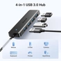 Концентратор Ugreen USB 3.0 to 4хUSB 3.0 0.15m Space Gray CM219 (25851) - зменшене зображення 2