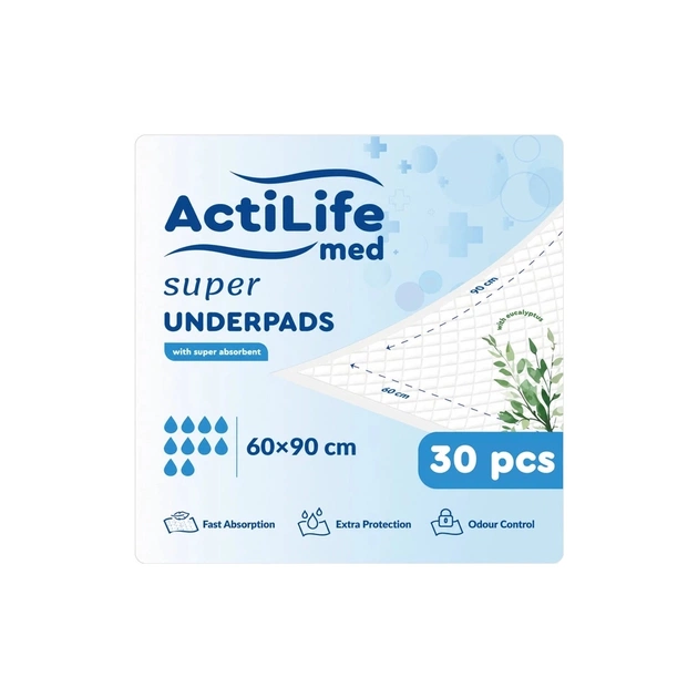 Пеленки для младенцев ActiLife Med Super 60 х 90, 30 шт (4820174981495) - изображение 1