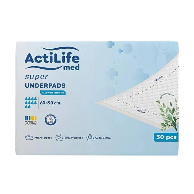 Пелюшки для малюків ActiLife Med Super 60 х 90, 30 шт (4820174981495) - picture 1