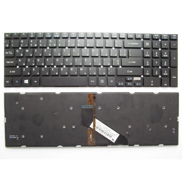Клавіатура ноутбука Acer Aspire 5755G/E1-522/V3-531 черная без рамки подсветкой UA (A43823) - зображення 1