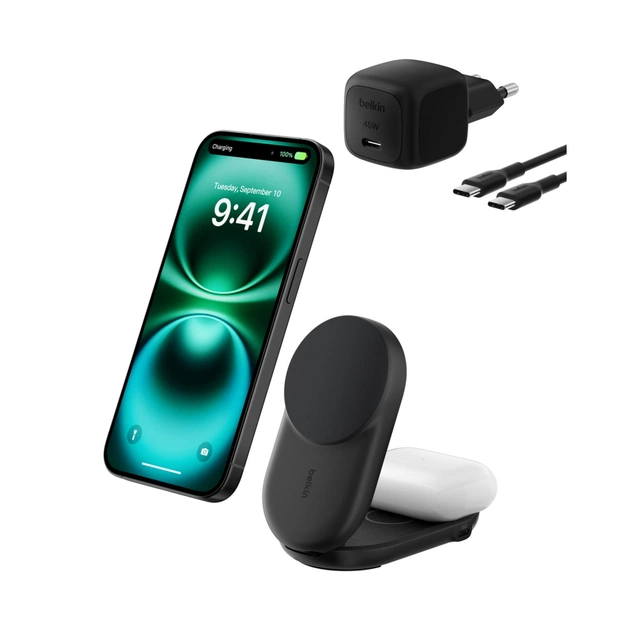 Зарядний пристрій Belkin UltraCharge Wireless 2-in-1 25W black (WIZ039KQBK) - зображення 1