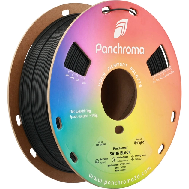 Пластик для 3D-принтера Polymaker PLA PANCHROMA SATIN 1,75mm 1kg BLACK (CA05011) - изображение 1