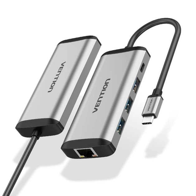 Концентратор Vention USB-C 3-Port, RJ-45, PD, 0.15 m (TGDHB) - изображение 1