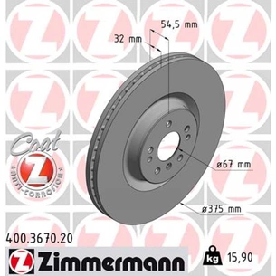 Гальмівний диск ZIMMERMANN 400.3670.20 зображення 1