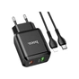 Зарядний пристрій HOCO N5 Favor dual port PD20W+QC3.0 (cable C to iP) Black (6931474738912) - зменшене зображення 2