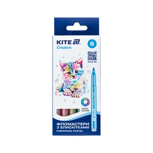 Фломастери Kite Creative з блискітками пастель 6 кольорів (K-1148) зображення 1