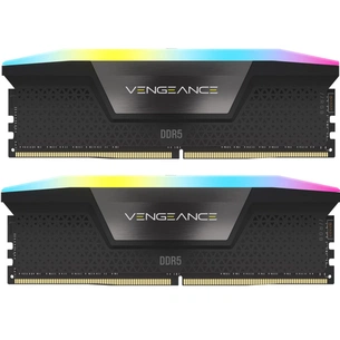 Модуль пам'яті для комп'ютера DDR5 32GB (2x16GB) 6400 MHz Vengeance RGB Black Corsair (CMH32GX5M2B6400C36) зображення 1