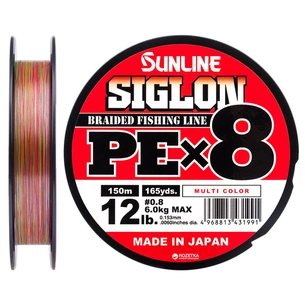 Шнур Sunline Siglon PE х8 150m 0.8/0.153mm 12lb/6.0kg Multi Color (1658.10.00) зображення 1