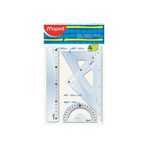 Лінійка Maped набір ESSENTIALS Medium, 20см, 4 предмети, прозора (MP.242820) зображення 1