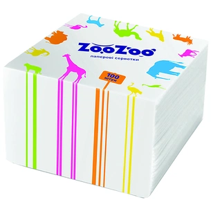 Серветки столові ZooZoo одношарові білі 24x23 см 100 шт. (4823019009293) зображення 1