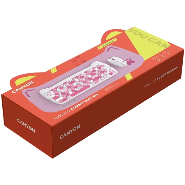 Комплект Canyon HSET-W6 Kitty Edition Wireless UA Pink (CNS-HSETW6PK) - picture 6