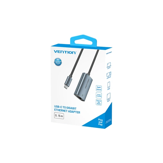 Перехідник USB-C to RJ45 Ethernet 1000Mbps black Vention (CFPHB) - picture 5