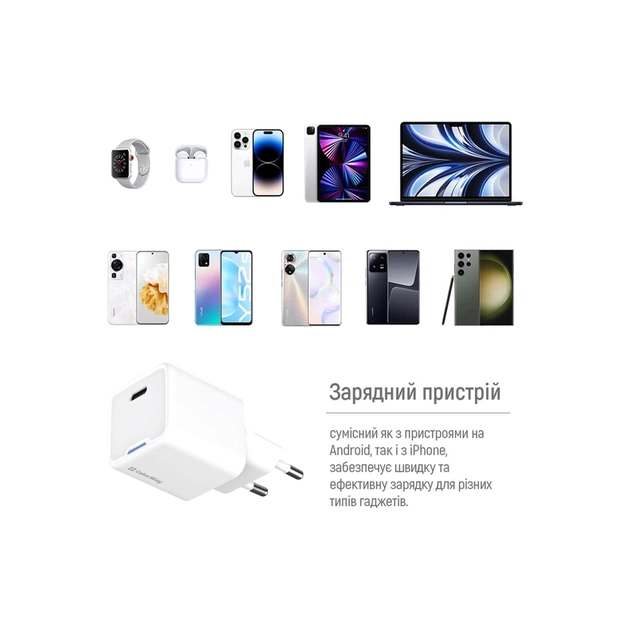 Зарядний пристрій ColorWay GaN Mini 35W PD Port PPS USB-C white (CW-CHS056PD-WT) - picture 12