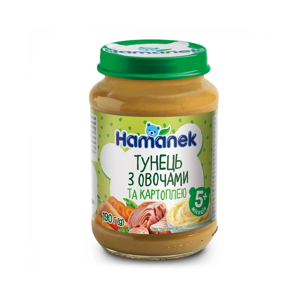 Дитяче пюре Hamanek Тунець з овочами і картоплею, 190 г (8595139766184) - изображение 1